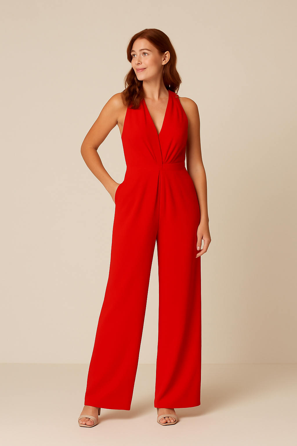 Gravelle | Women’s Sleeveless Jumpsuit – Deep V‑Neck & Wide‑Leg Elegant Fit