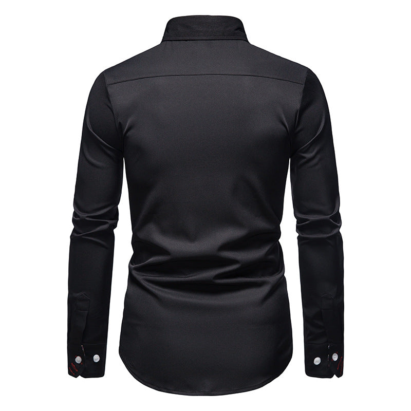 Philipp | Men’s White Formal Shirt with Paisley Contrast Collar and Cuffs
