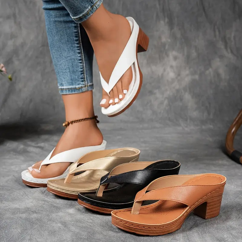 Lilah | Orthopedic Slip On Leather Sandal Heels