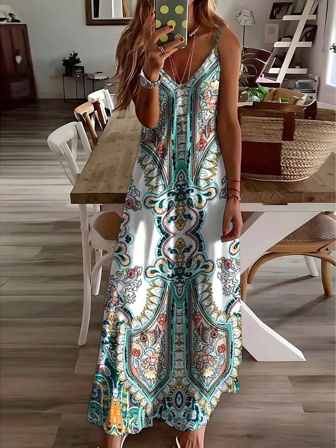 Lila | Women’s Sun Paisley V Neck Maxi Dress