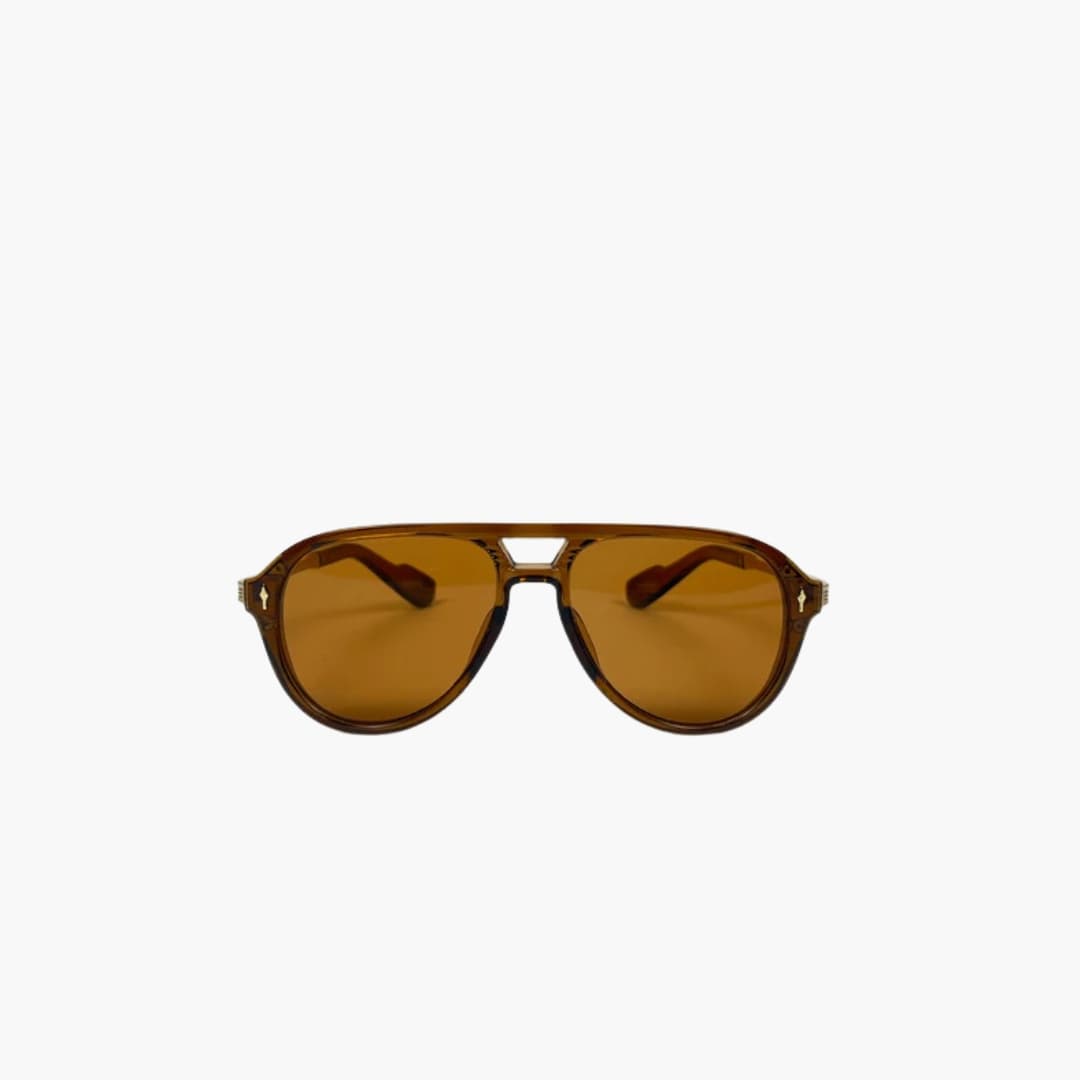 Women's Fashion Pilot Sunglasses with Bold Brow Line and UV Protection