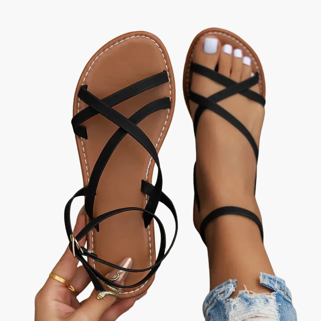 Clara | Women's Sandals with Crisscross Straps and Adjustable Ankle Strap