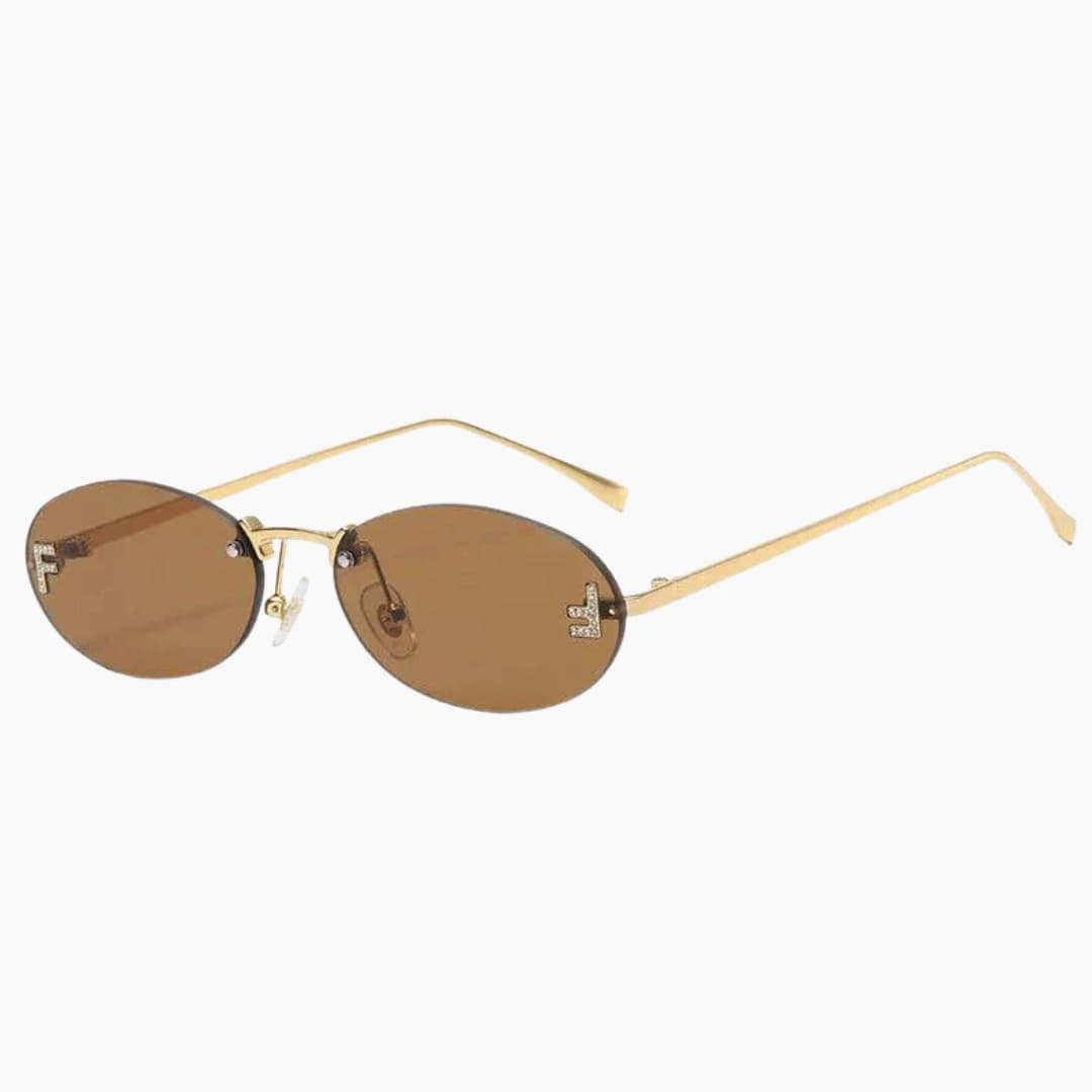 Women's Sunglasses with Oval Lenses and Metal Frame