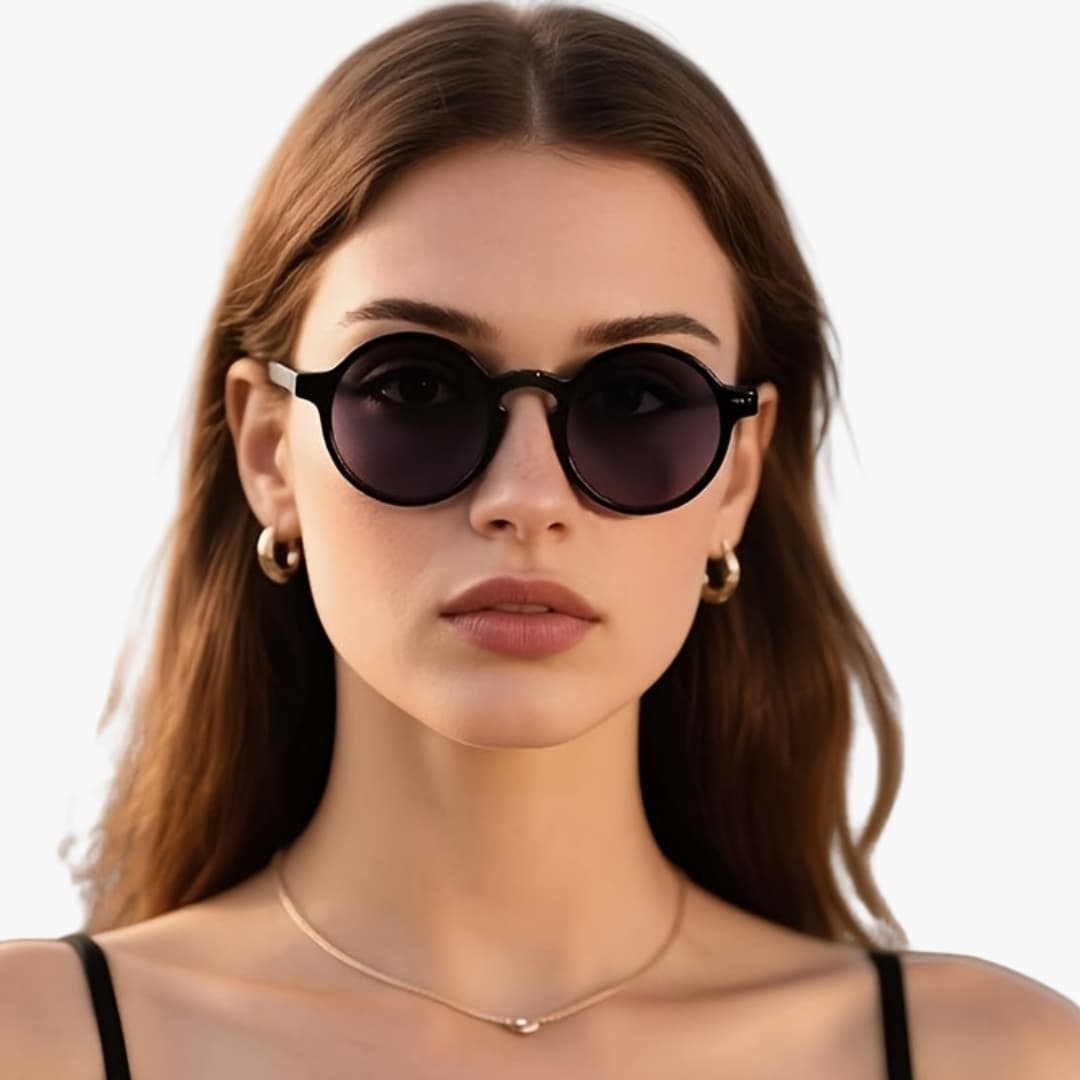 Women's Sunglasses with Round Frame and UV400 Protection