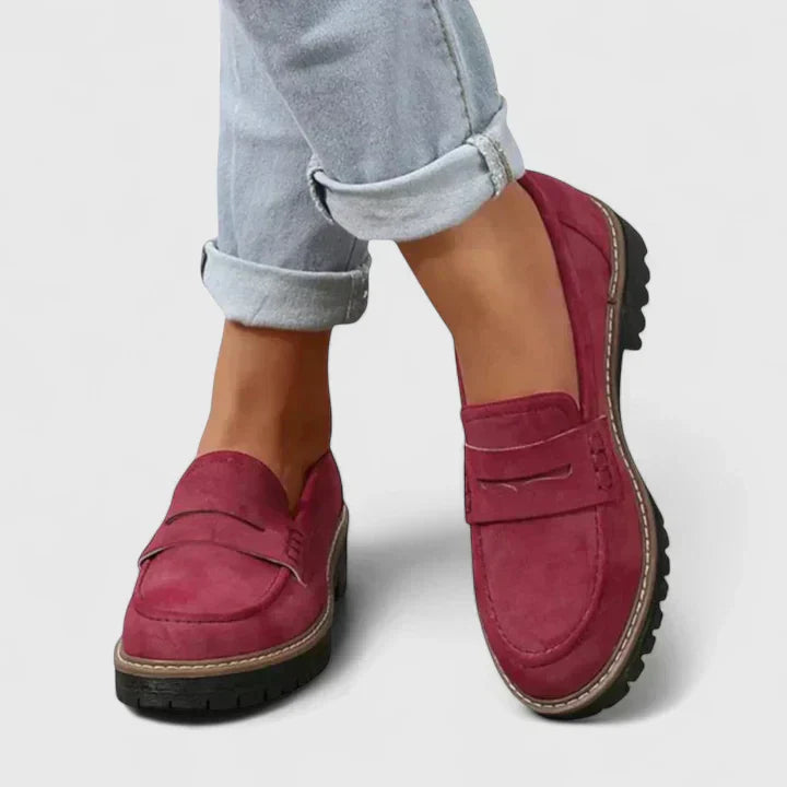 Kiera | Women's Suede Slip On Chunky Loafer Shoes