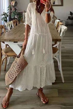 Louisa | Boho Floral Short Sleeve Maxi Dress