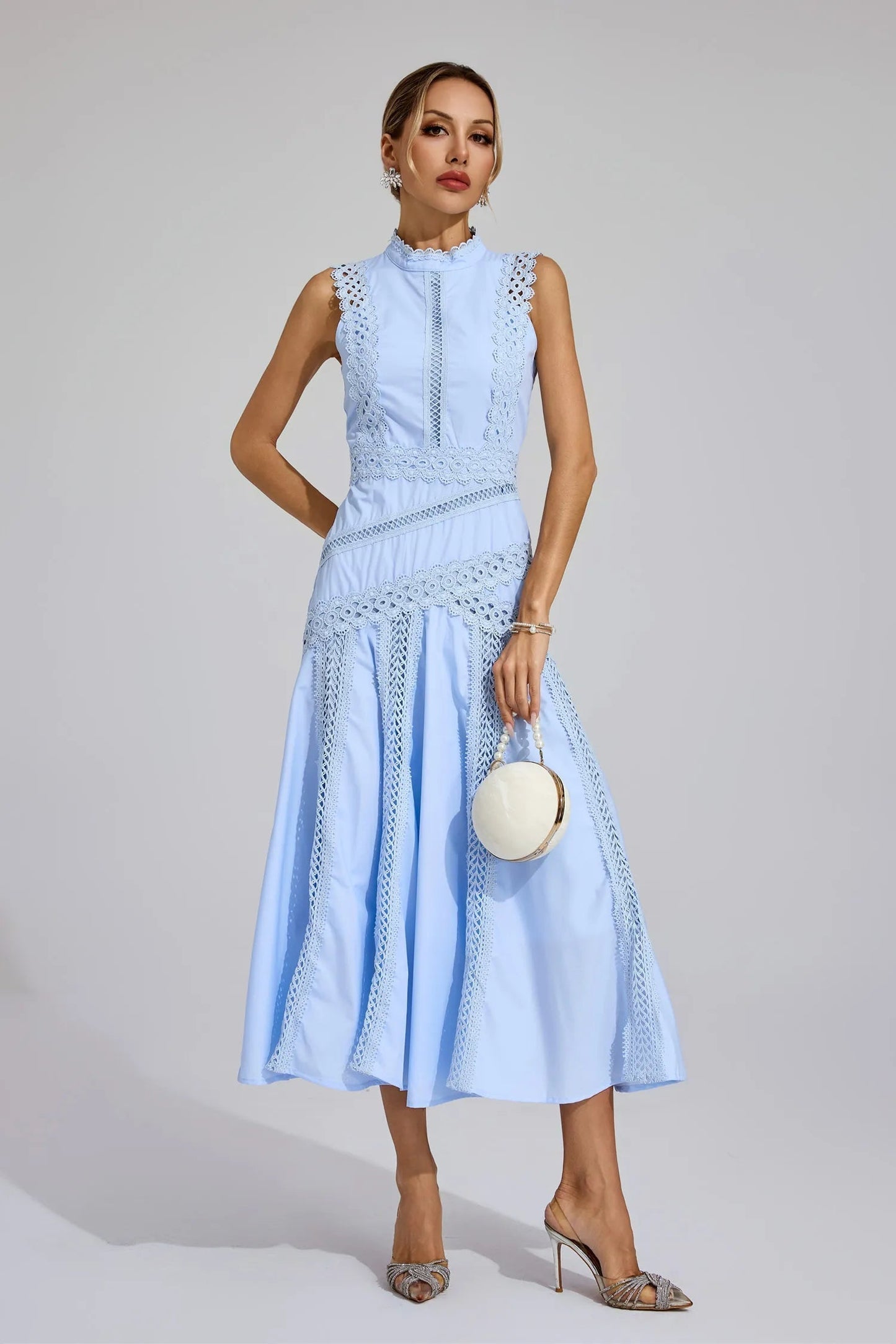 Caterina | Women's Sleeveless Lace Midi Wedding Guest Dress