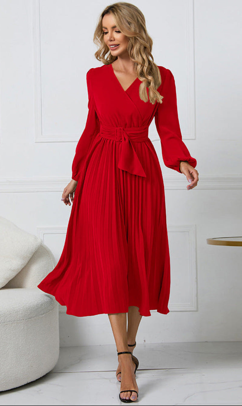 Etta | Women's Long Sleeve Midi Wedding Guest Dress