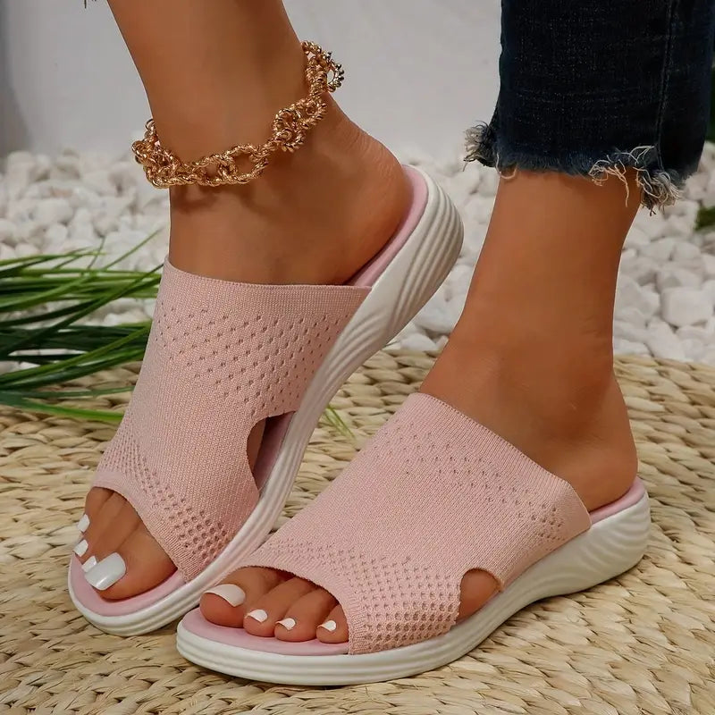 Rowan | Blue Pink Womens Orthopedic Slip On Slide Sandals