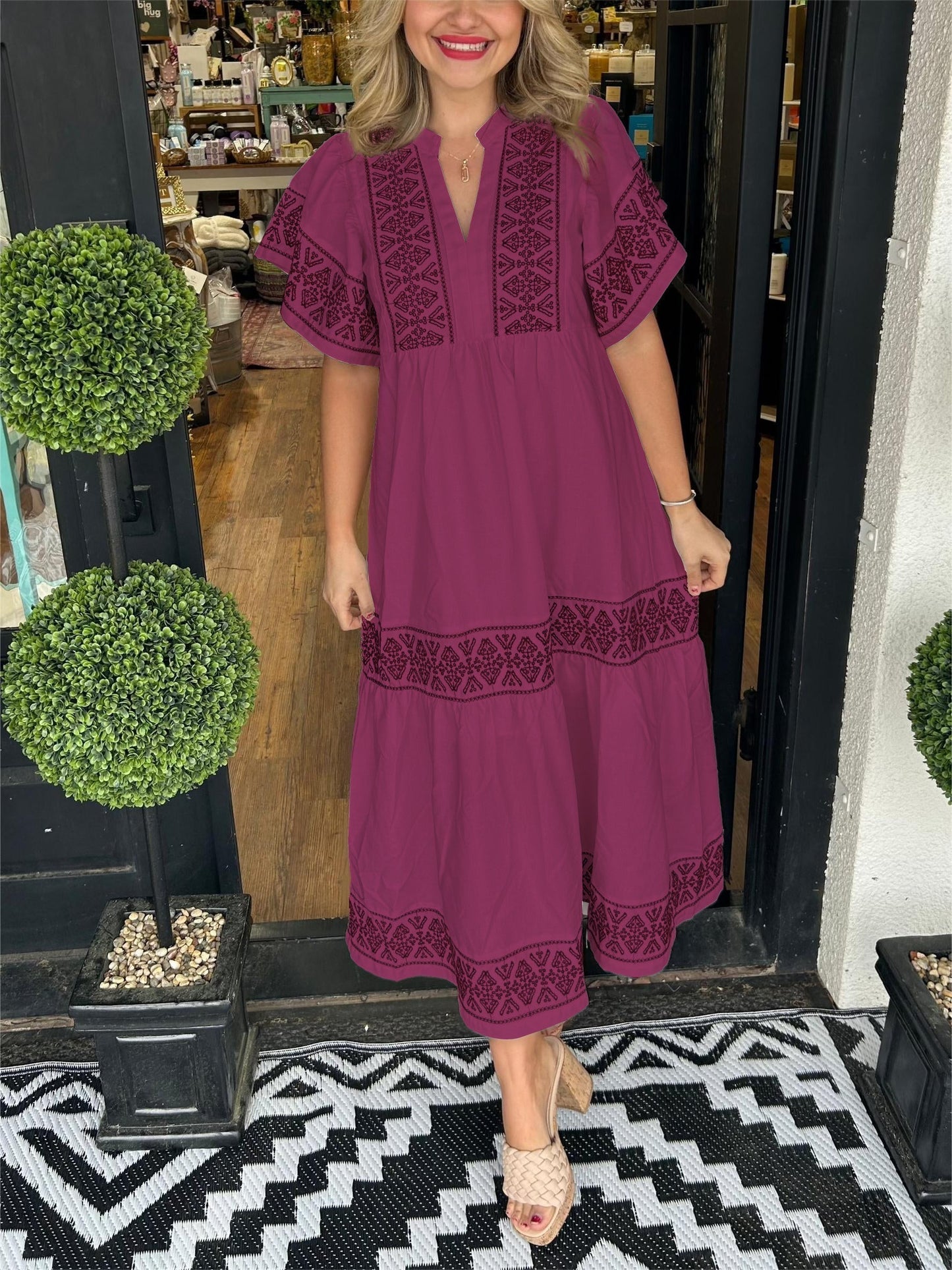 Hannah | Women’s Summer Breathable V Neck Midi Dress