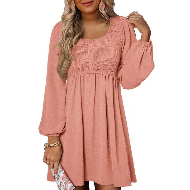 Colette | Women's Smocked Empire Waist Long Sleeve Mini Dress