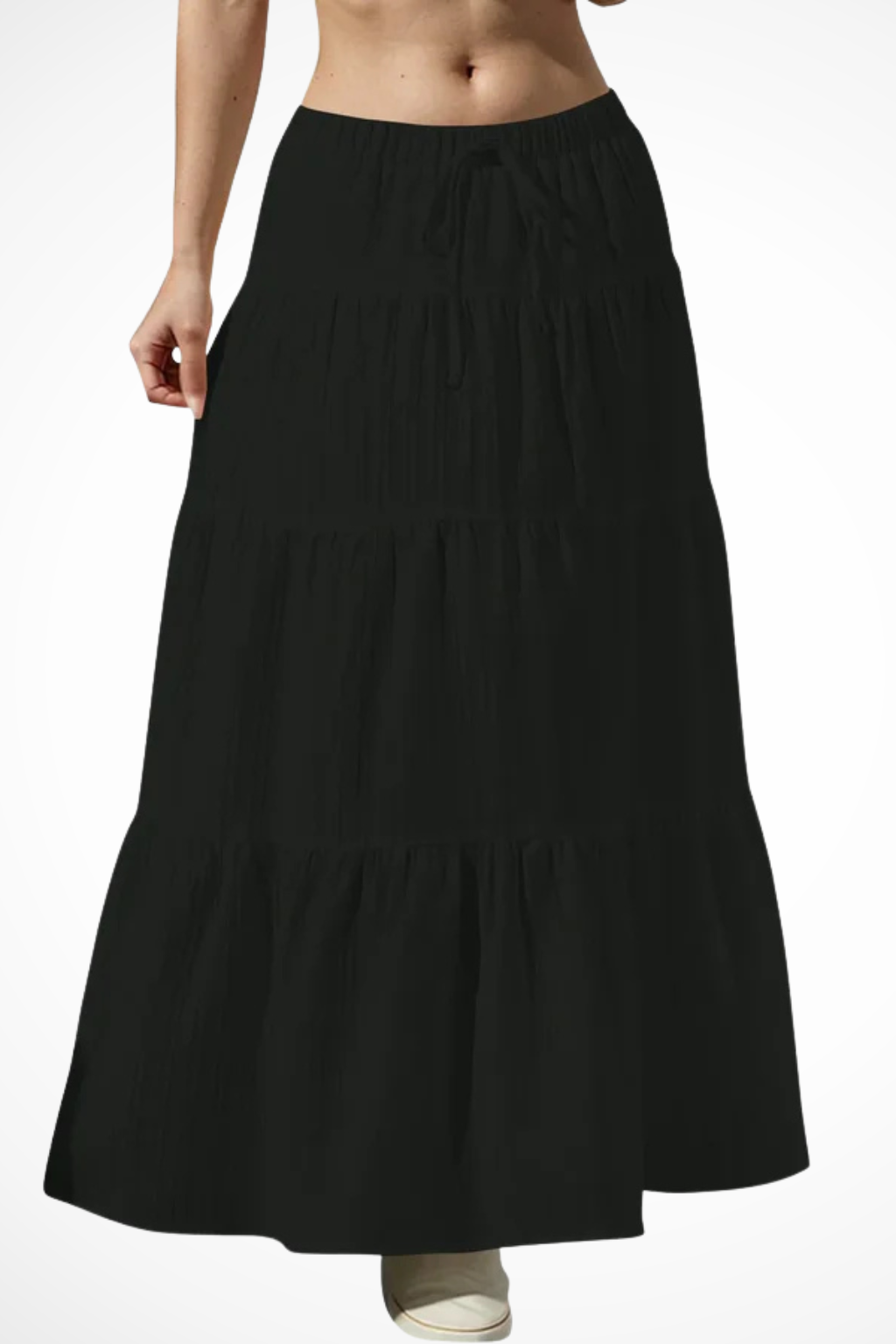 Beth | Women Elasticated Drawstring Waist Tiered Boho Maxi Skirt