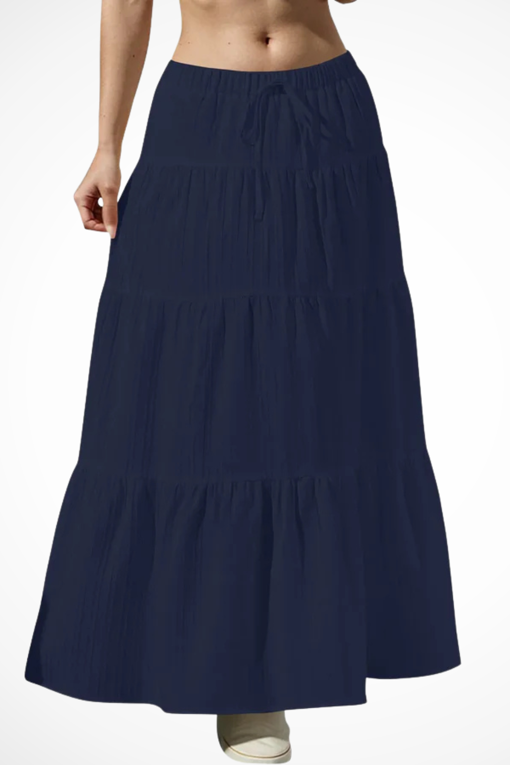 Beth | Women Elasticated Drawstring Waist Tiered Boho Maxi Skirt