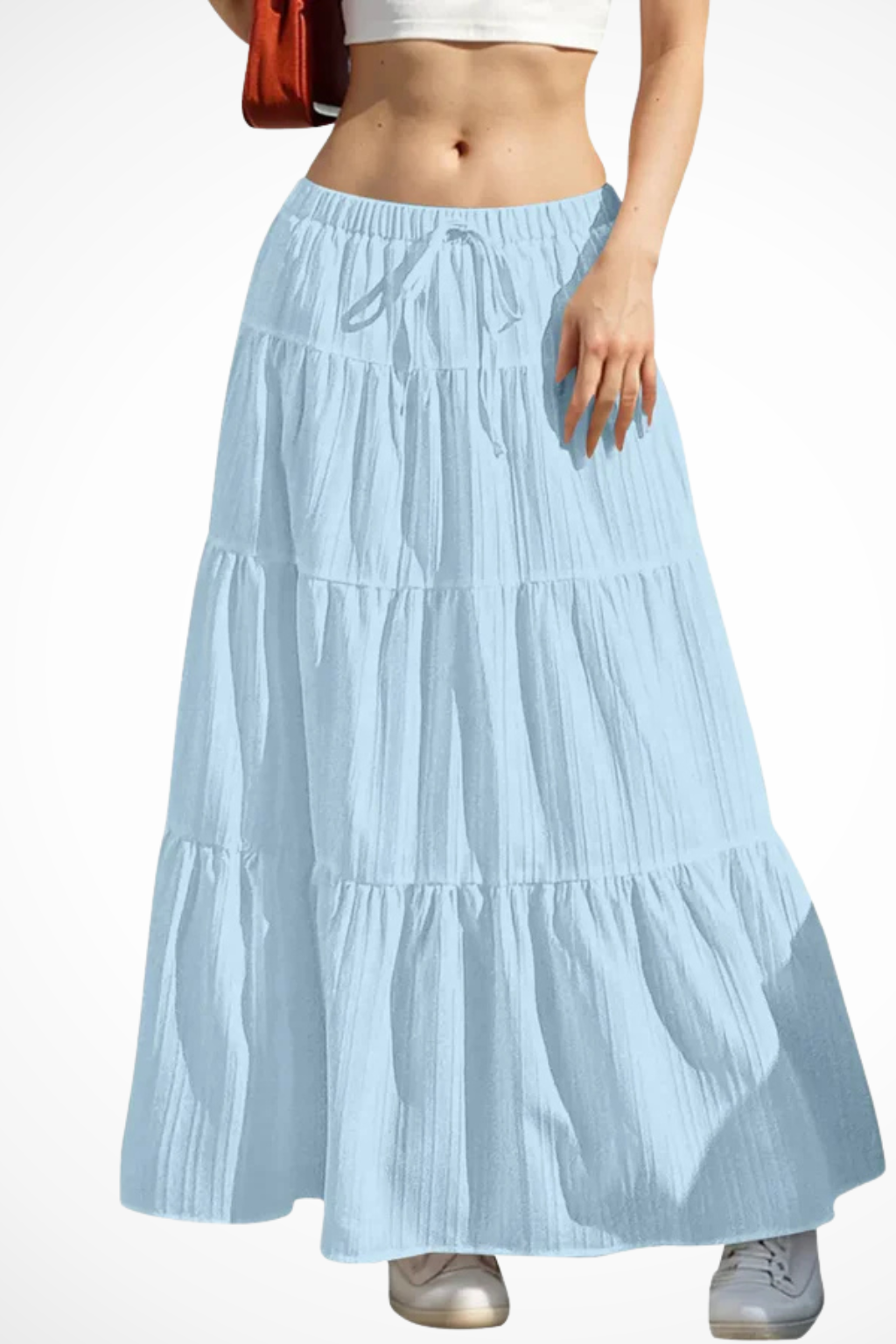 Beth | Women Elasticated Drawstring Waist Tiered Boho Maxi Skirt