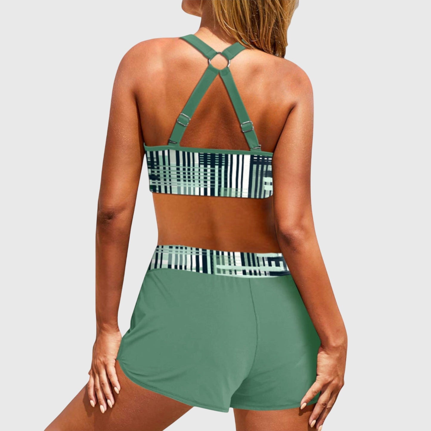 Marla | Ribbed High-Waisted Bikini Swimsuit with Patterns