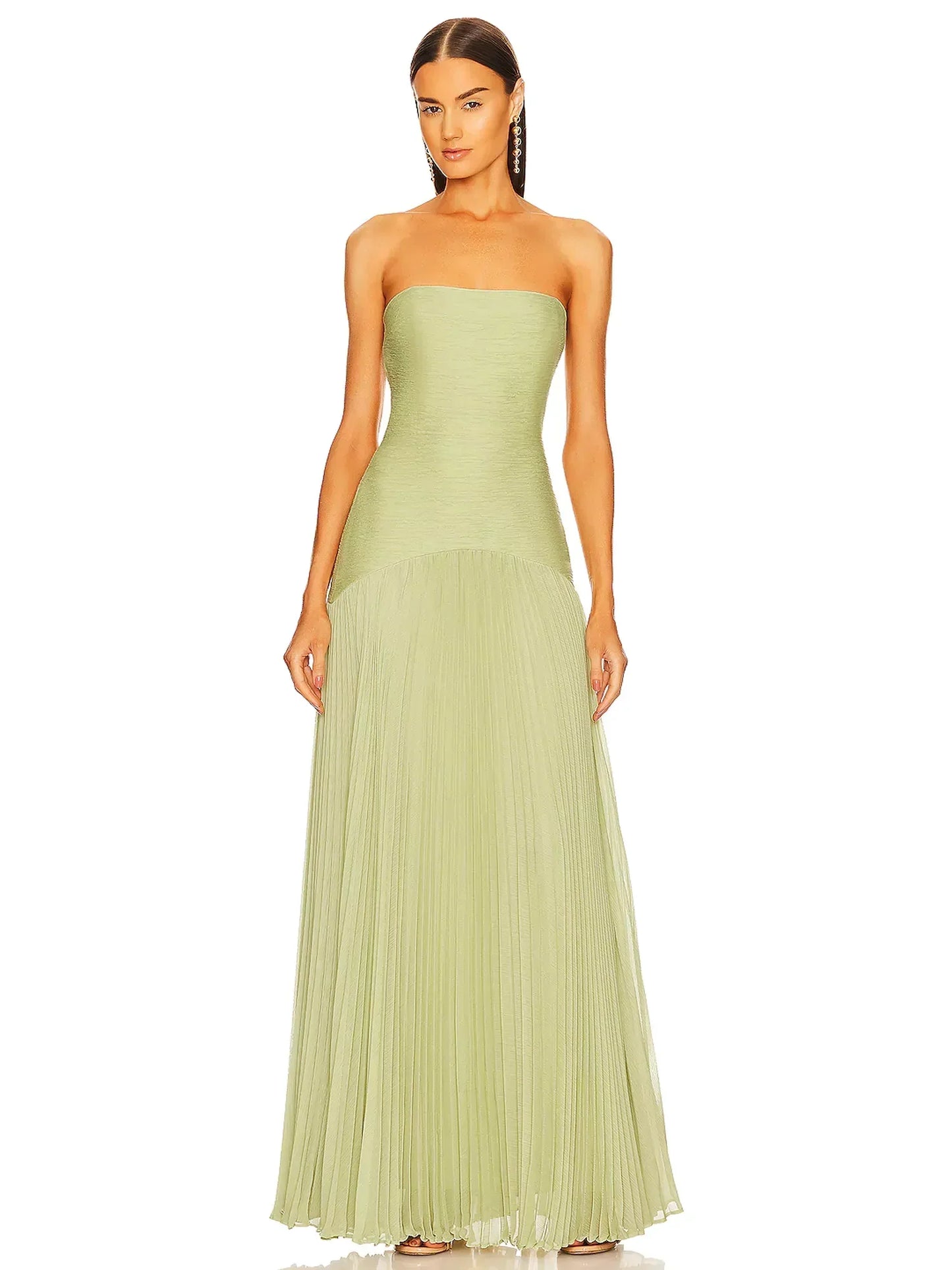 Lilia | Women's Strapless Pleated Maxi Wedding Guest Dress