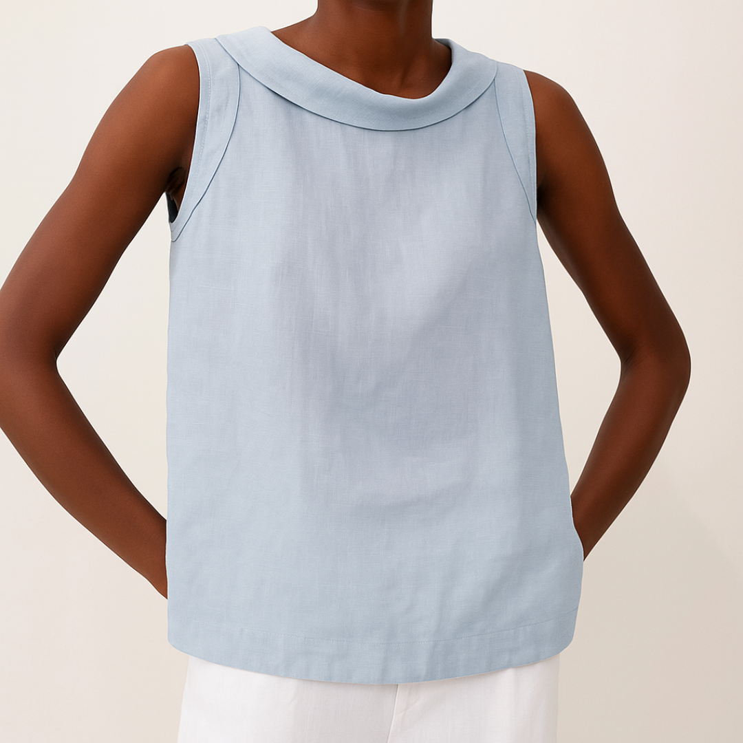 Francisca | Sleeveless Roll Collar Cotton Summer Top