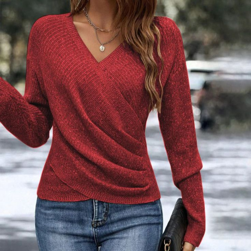 Georgina | Women's V-Neck Wrap Front Long Sleeve Sweater