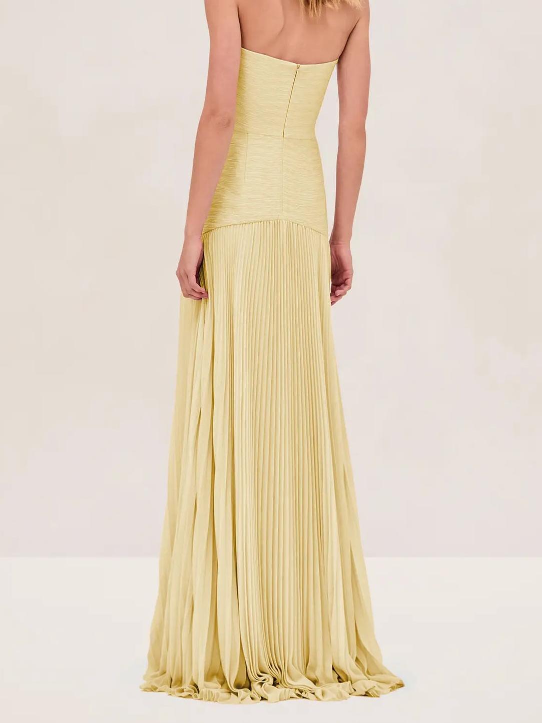 Lilia | Women's Strapless Pleated Maxi Wedding Guest Dress