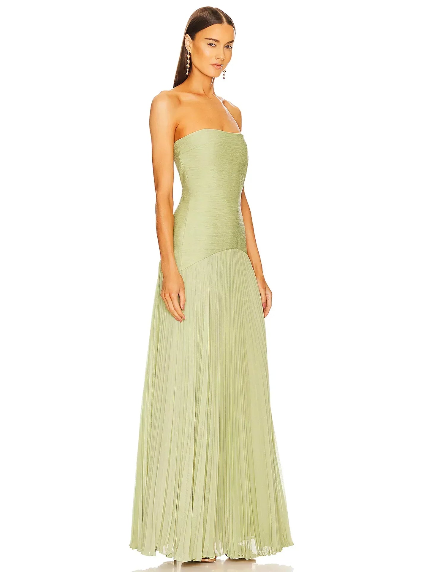Lilia | Women's Strapless Pleated Maxi Wedding Guest Dress