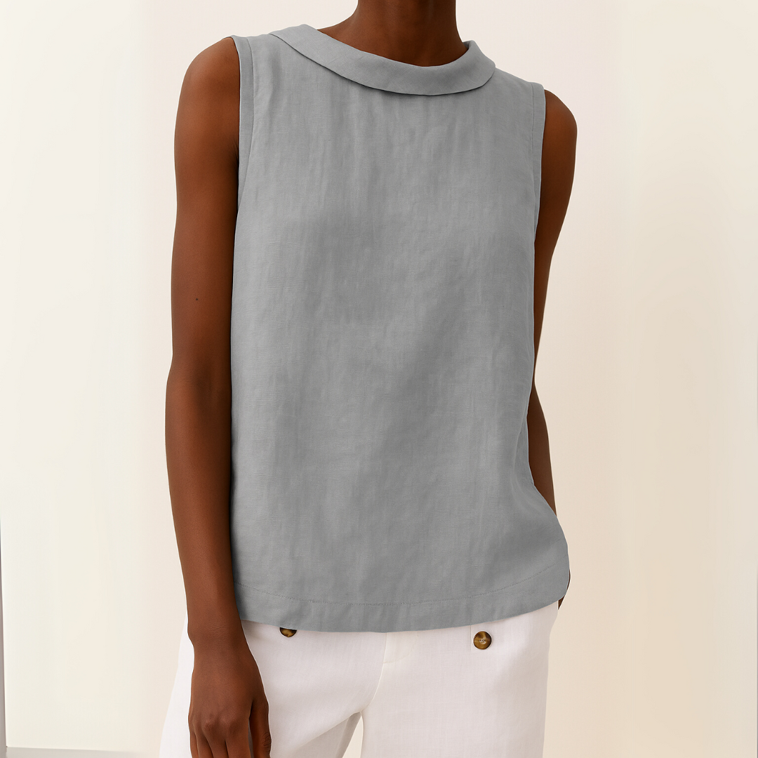 Francisca | Sleeveless Roll Collar Cotton Summer Top