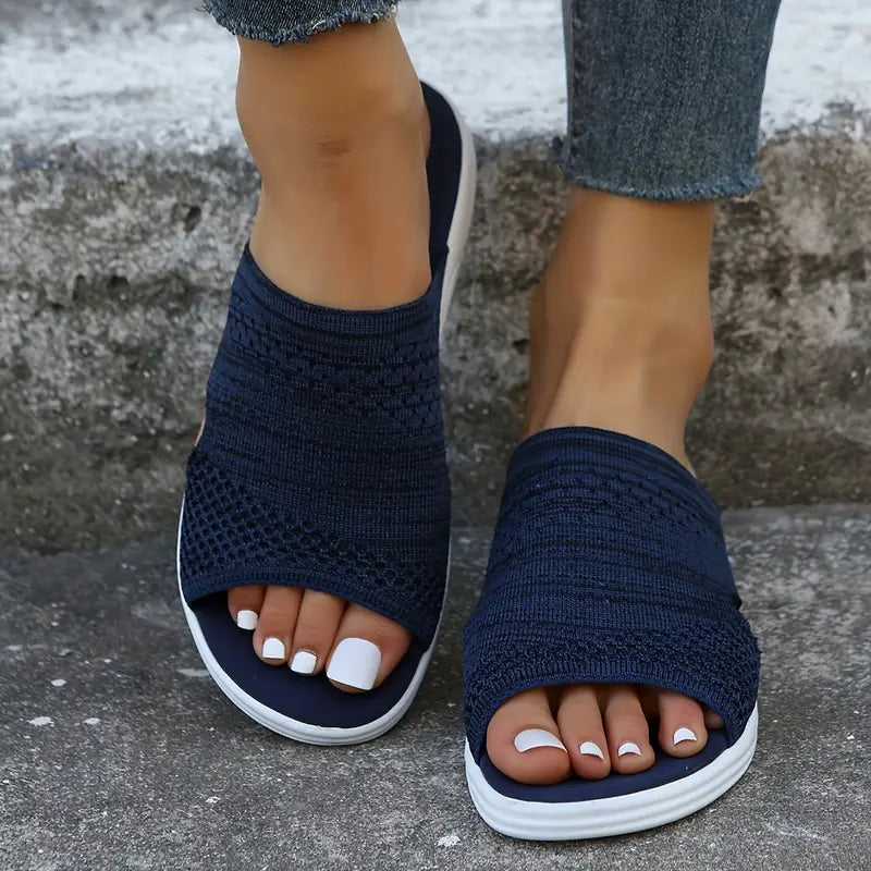 Rowan | Blue Pink Womens Orthopedic Slip On Slide Sandals