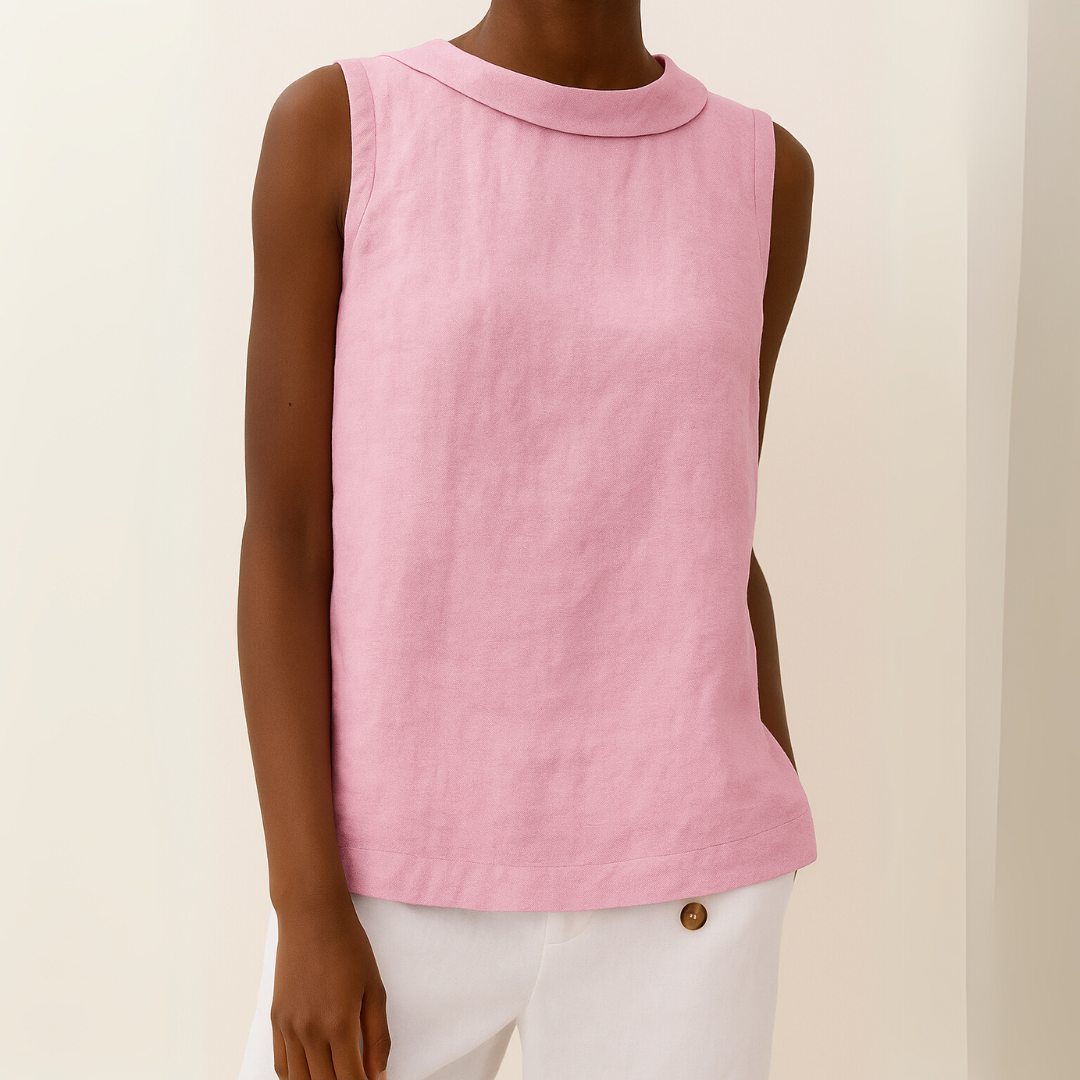 Francisca | Sleeveless Roll Collar Cotton Summer Top