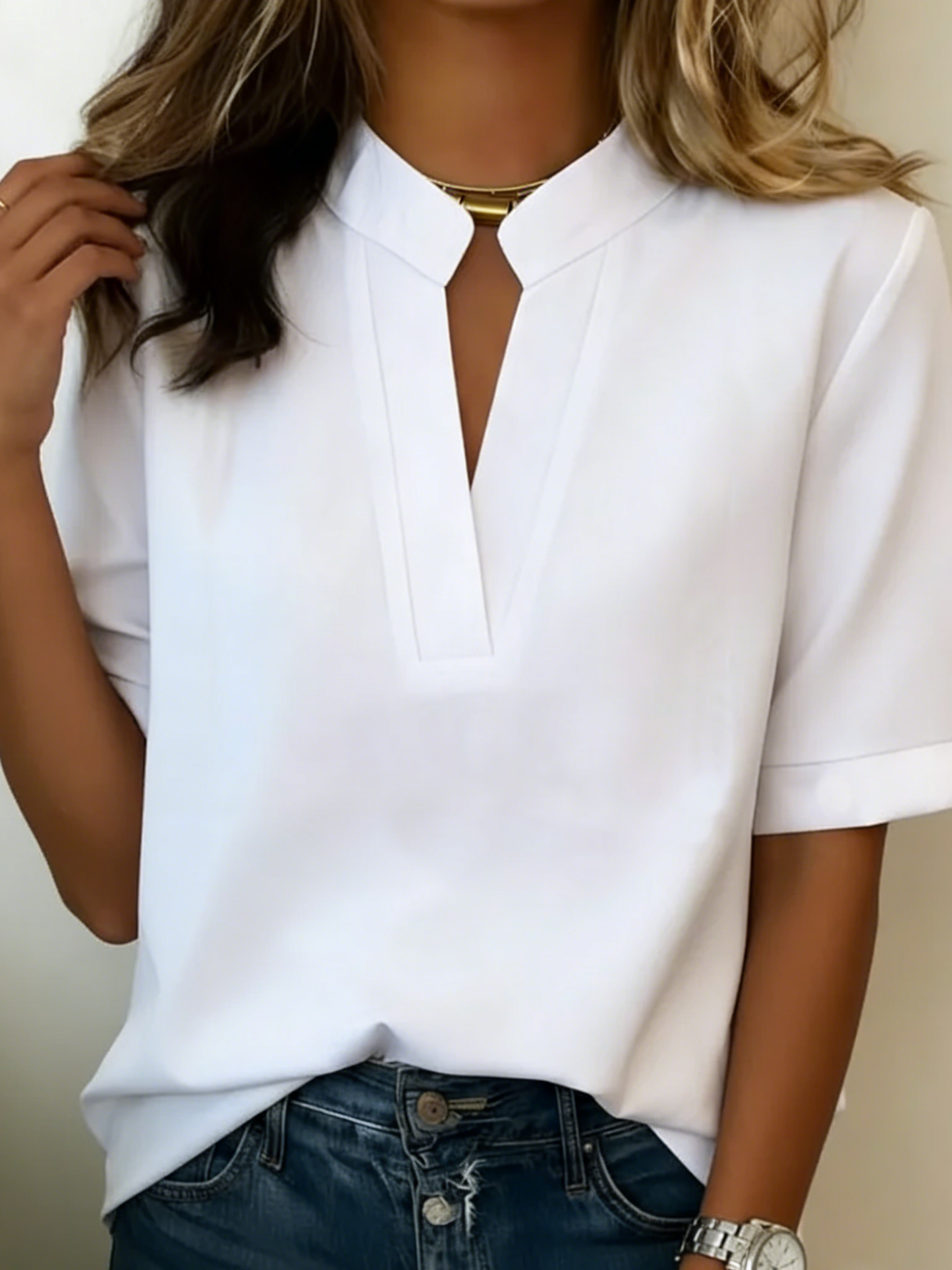 Willow | Women's V-Neck Short Sleeve Blouse Casual Summer Top