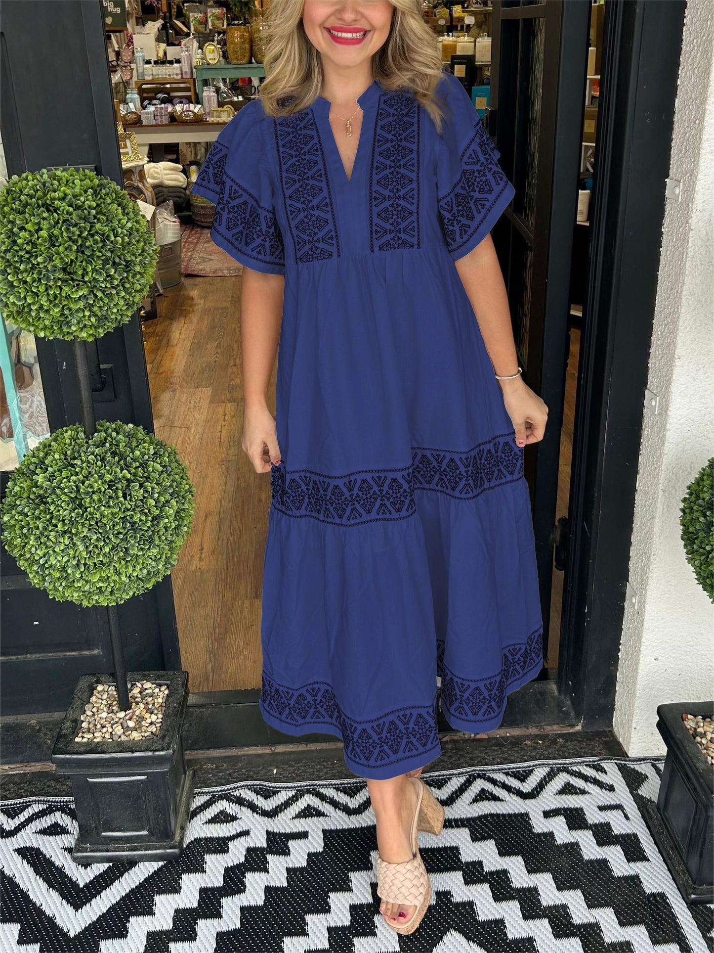 Hannah | Women’s Summer Breathable V Neck Midi Dress