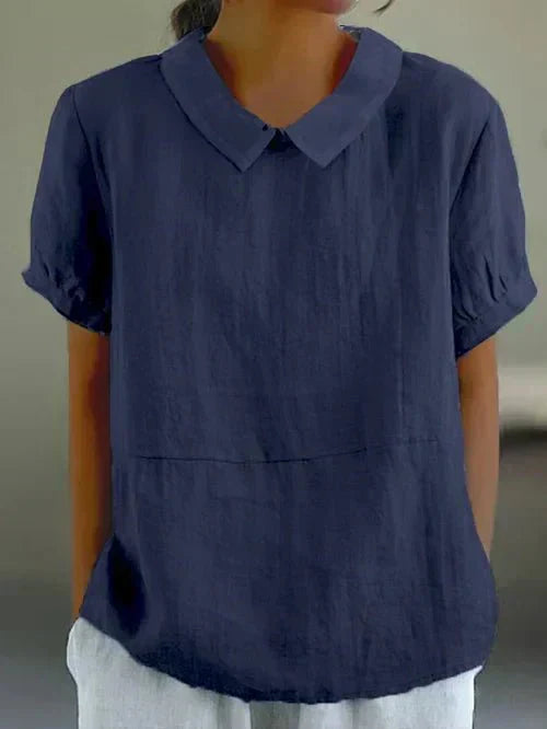 Leanne | Women’s Linen Breathable Summer Peter Pan Collar Blouse