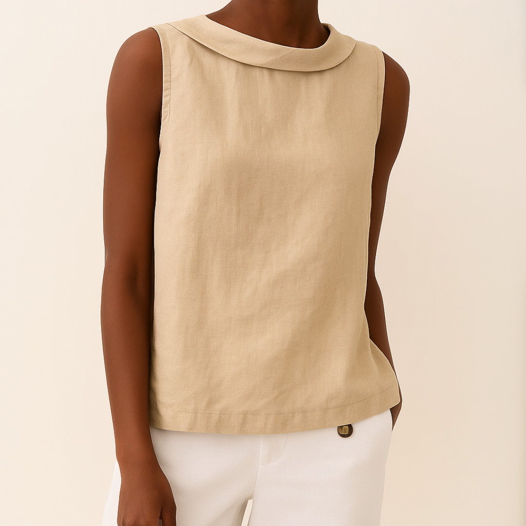 Francisca | Sleeveless Roll Collar Cotton Summer Top