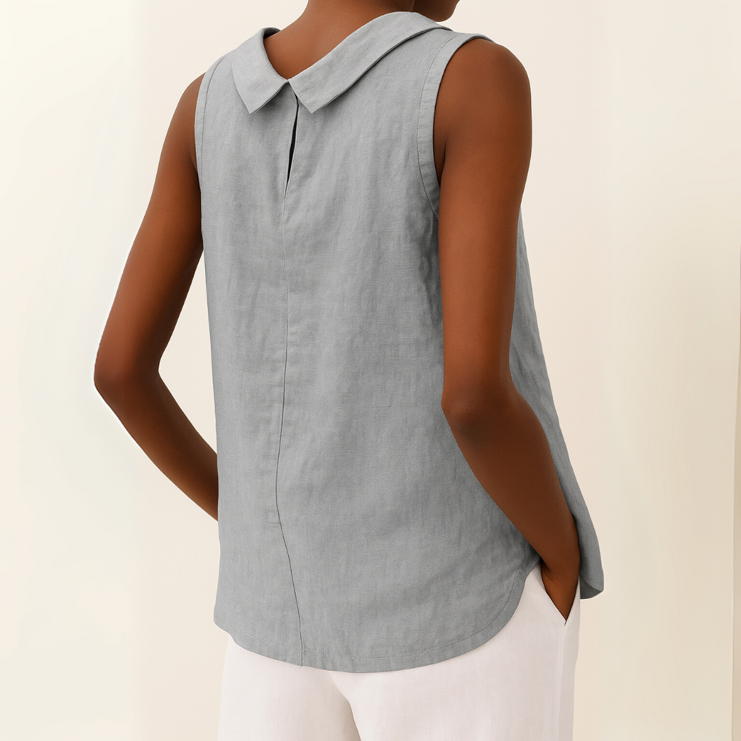 Francisca | Sleeveless Roll Collar Cotton Summer Top