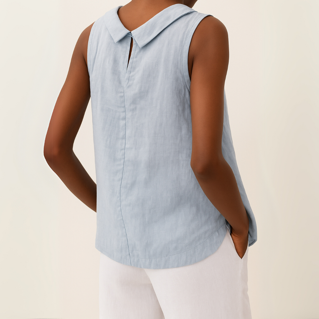 Francisca | Sleeveless Roll Collar Cotton Summer Top