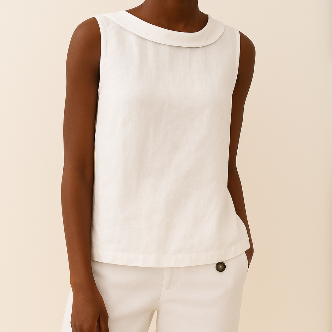 Francisca | Sleeveless Roll Collar Cotton Summer Top