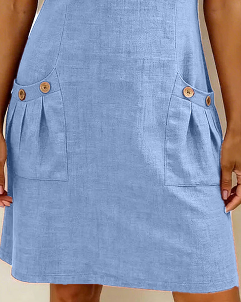 Ivy | Women's Shift Dress Short Sleeve Zip Neck with Pockets