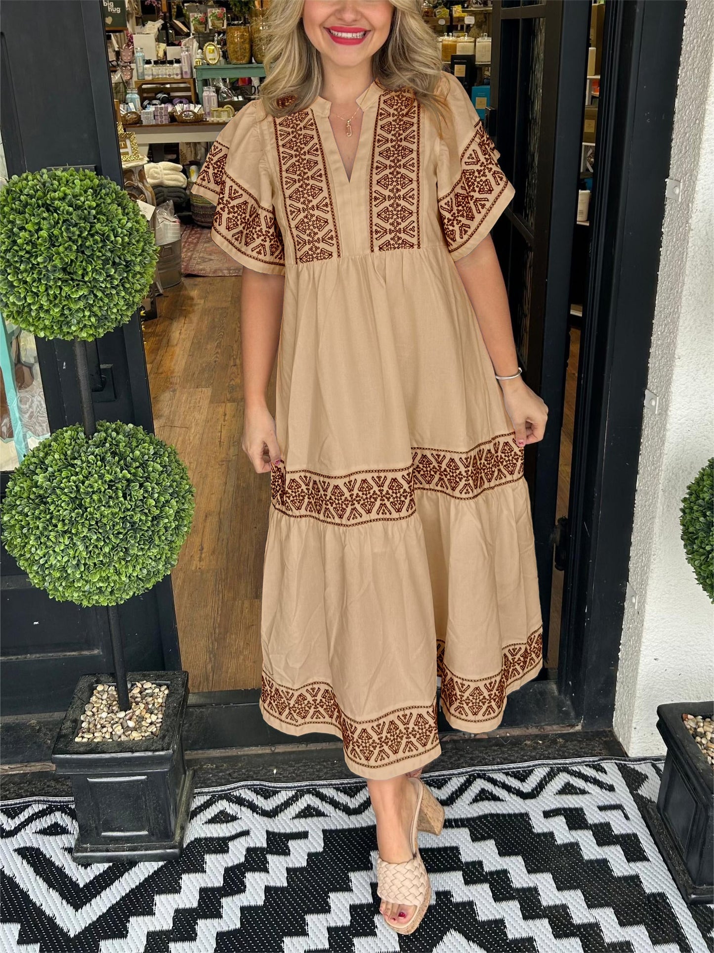 Hannah | Women’s Summer Breathable V Neck Midi Dress