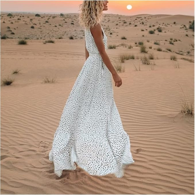 Mary | Sun Boho Sleeveless V Neck Maxi Dress