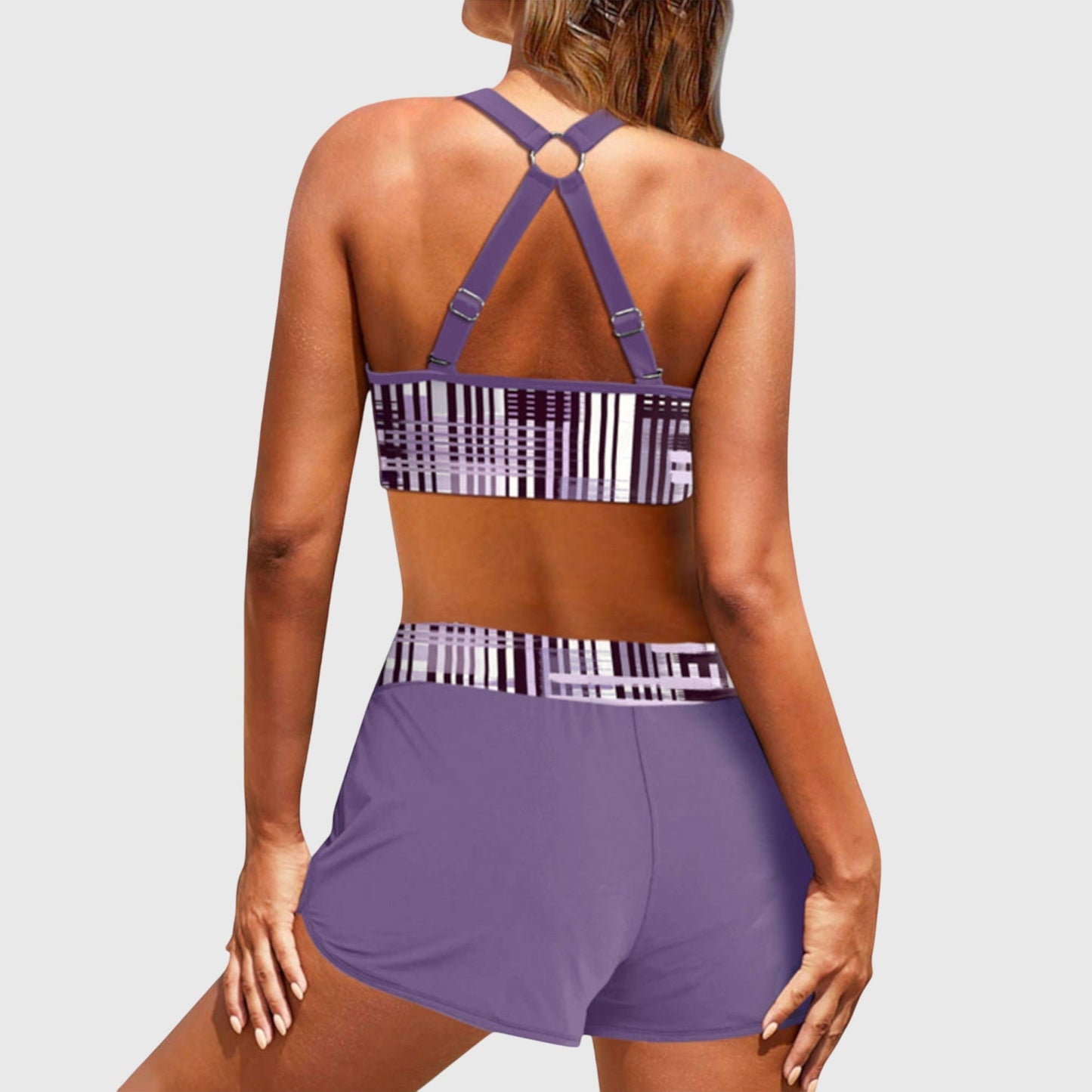 Marla | Ribbed High-Waisted Bikini Swimsuit with Patterns