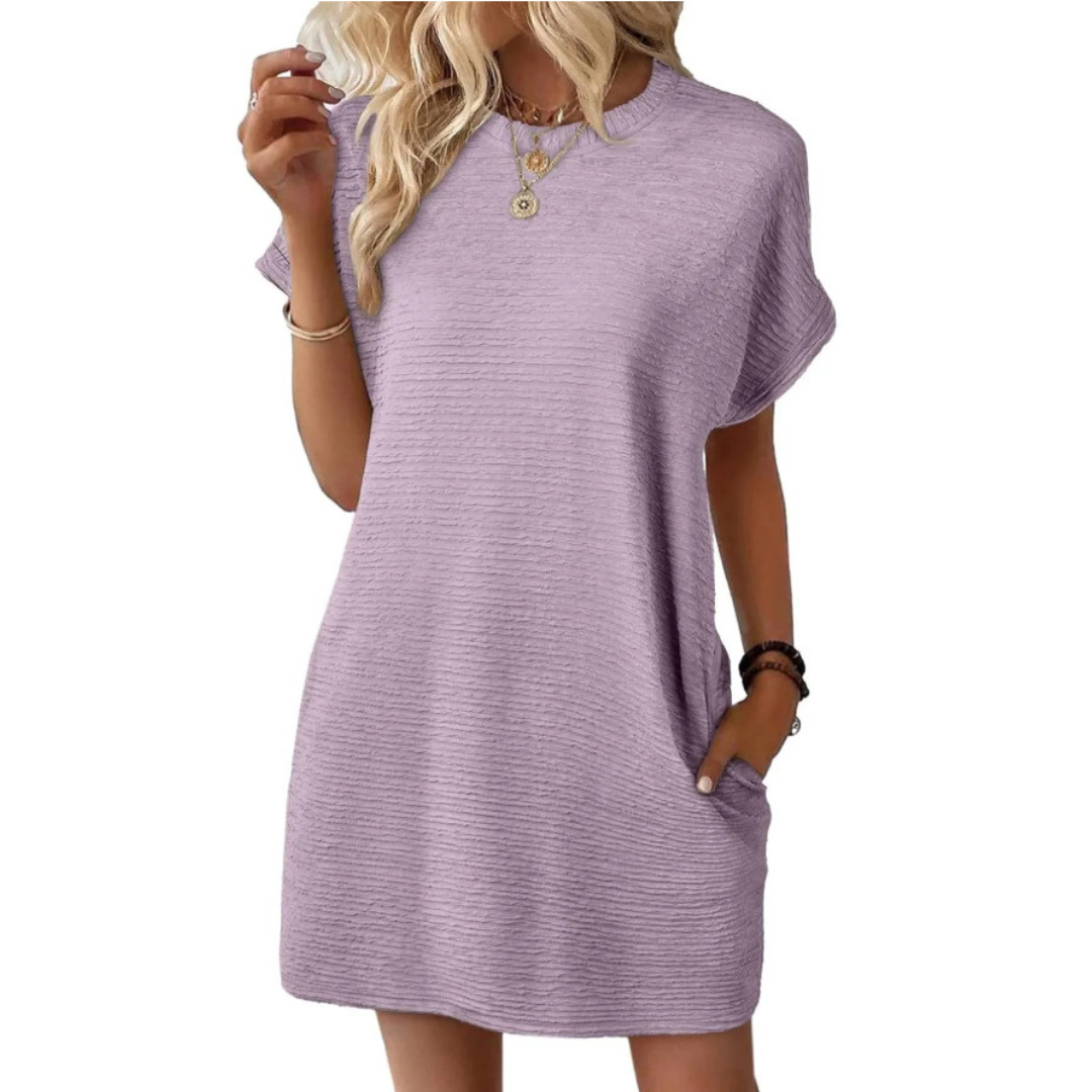 Anita | Women's Short Sleeve T-Shirt Mini Dress with Pockets