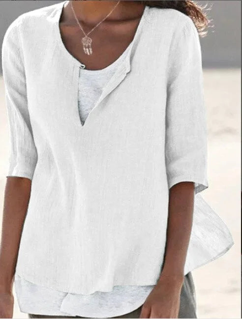 Lila | Women's 3/4 Sleeve Blouse Split Neck Casual Top