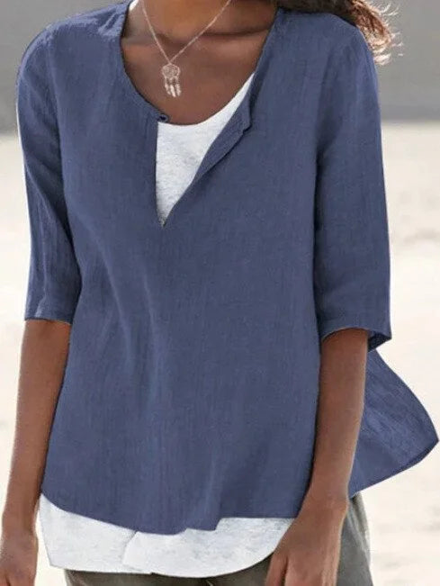 Lila | Women's 3/4 Sleeve Blouse Split Neck Casual Top