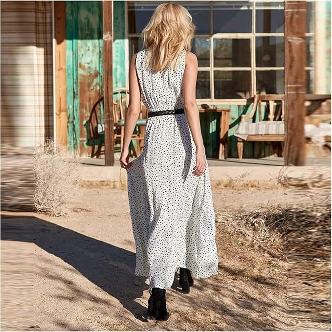 Mary | Sun Boho Sleeveless V Neck Maxi Dress