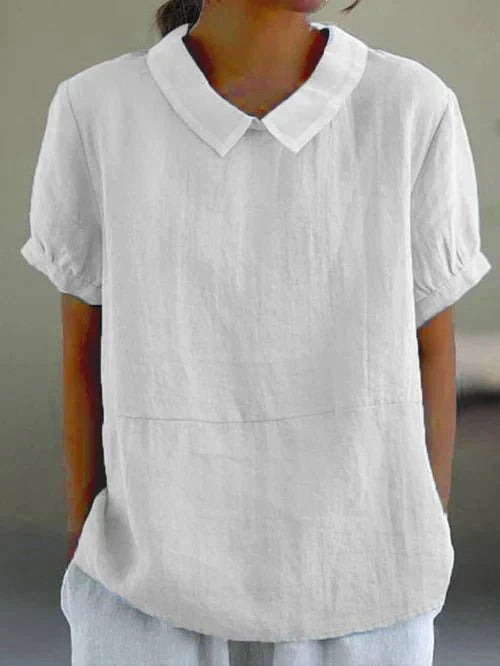 Leanne | Women’s Linen Breathable Summer Peter Pan Collar Blouse