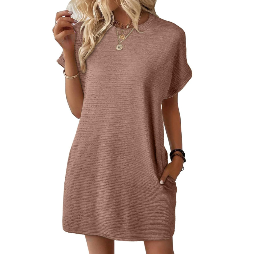 Anita | Women's Short Sleeve T-Shirt Mini Dress with Pockets