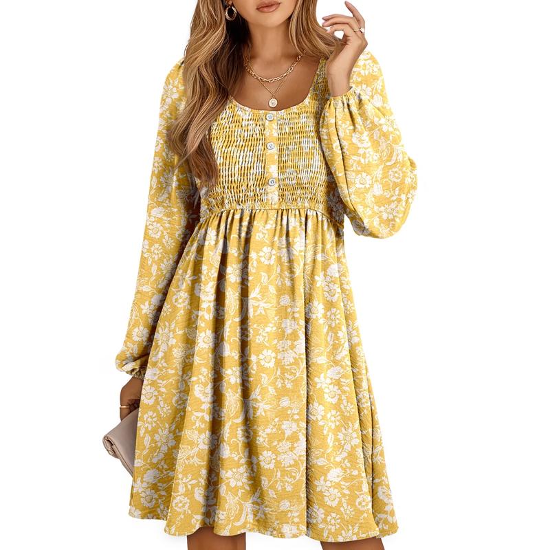 Colette | Women's Smocked Empire Waist Long Sleeve Mini Dress
