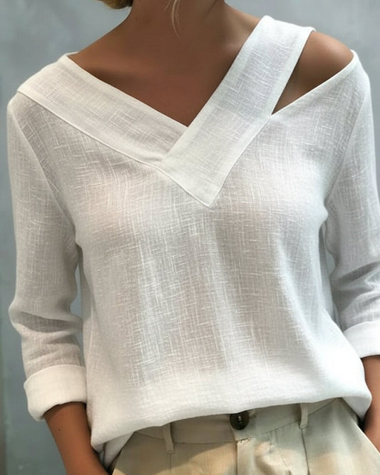 Aria | Women's Asymmetric V-Neck Long Sleeve Top