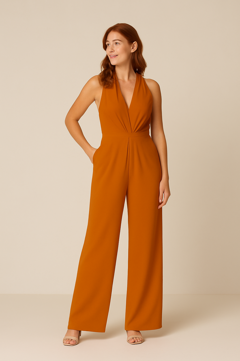 Gravelle | Women’s Sleeveless Jumpsuit – Deep V‑Neck & Wide‑Leg Elegant Fit