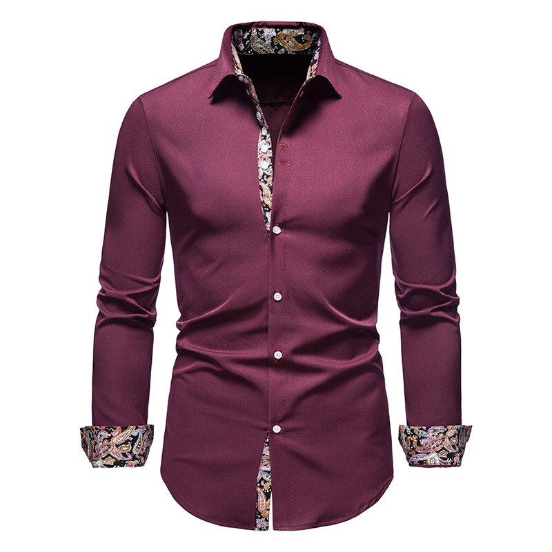 Philipp | Men’s White Formal Shirt with Paisley Contrast Collar and Cuffs