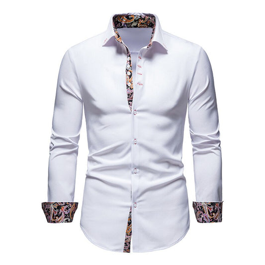 Aless | Men’s White Shirt with Paisley Accents
