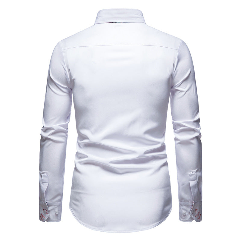 Philipp | Men’s White Formal Shirt with Paisley Contrast Collar and Cuffs